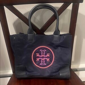 Tory Burch Navy Blue Designer Tote Bag